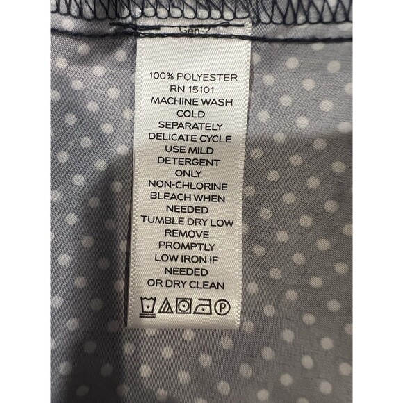 Susan Graver Navy Polka Dot Hooded Packable Rain Jacket with full zip front 1X - Picture 10 of 10